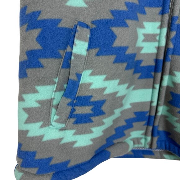 Smiths American Aztec Pattern Fleece Vest Sz Medium Full Zip Faux Sherpa Lining - Picture 7 of 10